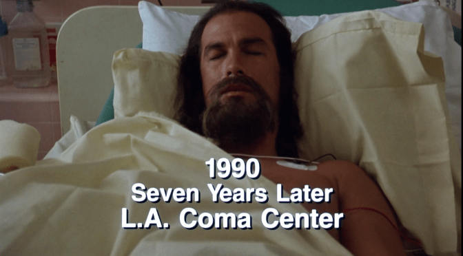 Steven Seagal (Mason Storm) in a coma in the movie Hard to Kill